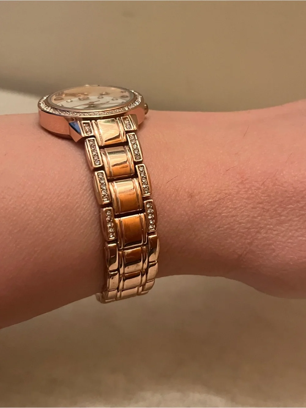 Watch ladies rose gold with crystals